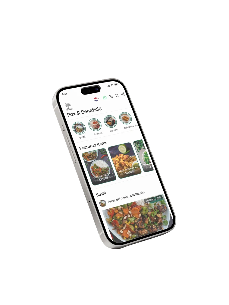 Morcel menu on a phone